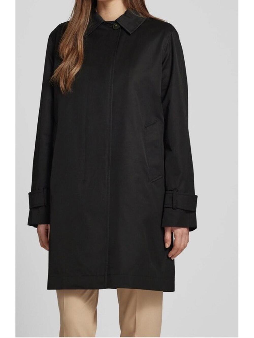 Fuchs Schmitt womens Black Trench Coat Button Down Sz GB-14 Career Lux spring